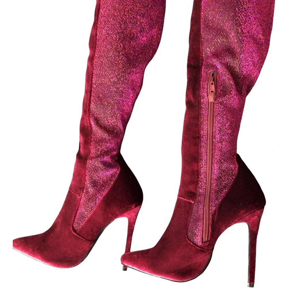 Shoe Republic LA Shimmering Fuchsia Over-the-Knee Boots
